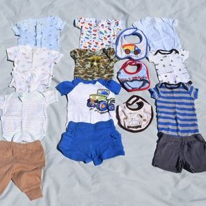 Carter Boys Camo Trucks 0-3 M Shirts Shorts 13 Set